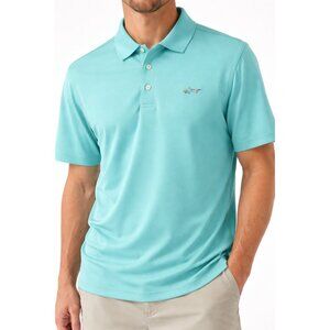 Greg Norman Play Dry Mens M Aqua Golf Polo Shirt Moisture Wicking Performance